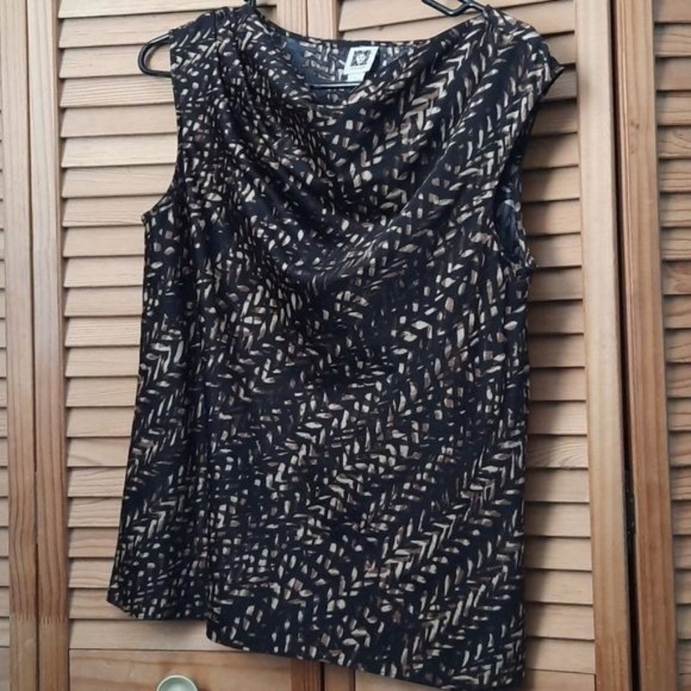 Anne Klein Vintage Sleeveless Cowl Neck Tunic Top